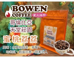 【伯元咖啡】淺烘焙-哥倫比亞-天堂莊園-蜜桃荔荔【雙重厭氧】咖啡豆半磅 手工挑豆 新鮮烘焙