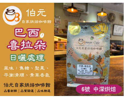 【伯元咖啡】中深烘焙-巴西-喜拉朵【日曬】 半磅咖啡豆 手工挑豆 新鮮烘焙